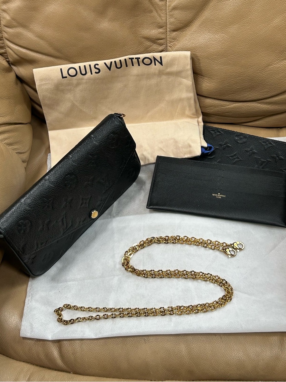 🖤FULL SET AUTHENTIC Louis Vuitton Empriente Noir Felice 3 Way Bag Set!